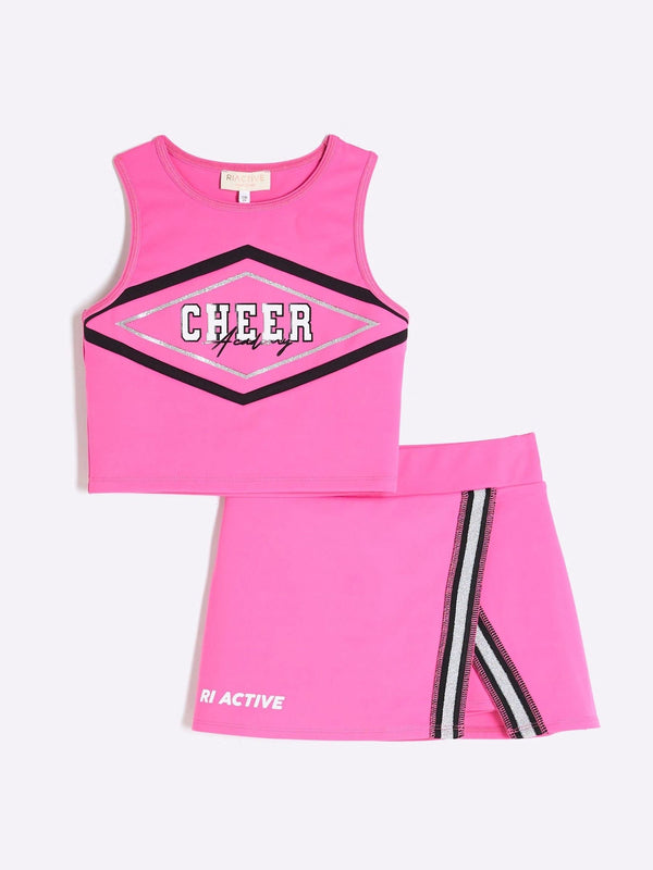 River Island Pink 100% Cotton Active Cheer Skort Set
