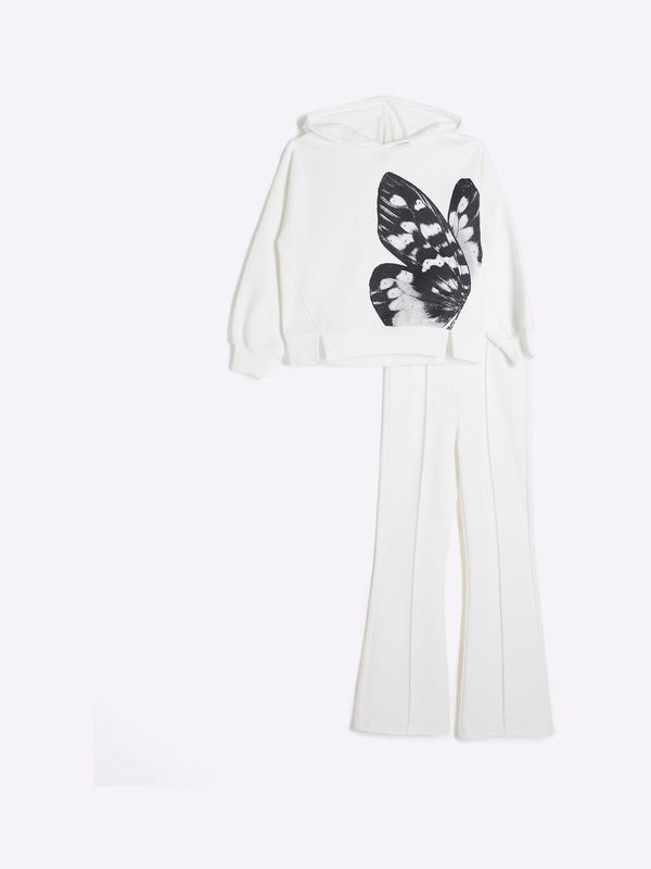 River Island Cream Butterfly Hoodie Set