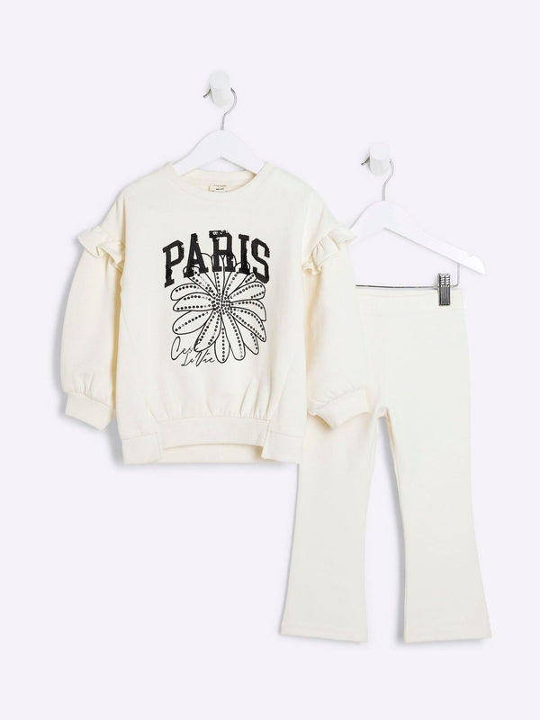 River Island Cream Paris Flower Sweater Set