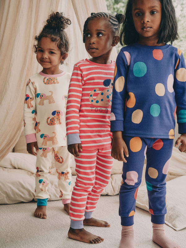 Red/Navy Dog Applique Snuggle Pyjamas 3 Pack (9mths-9yrs)