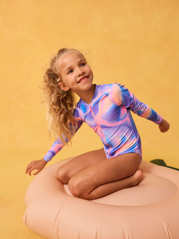 Purple Long Sleeve Sunsafe Swimsuit (3-16yrs)