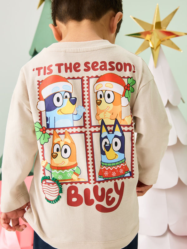 Cream Christmas Bluey Long Sleeve T-Shirt (3mths-8yrs)