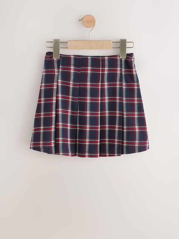 Navy Pleated Check Skirt (3-16yrs)