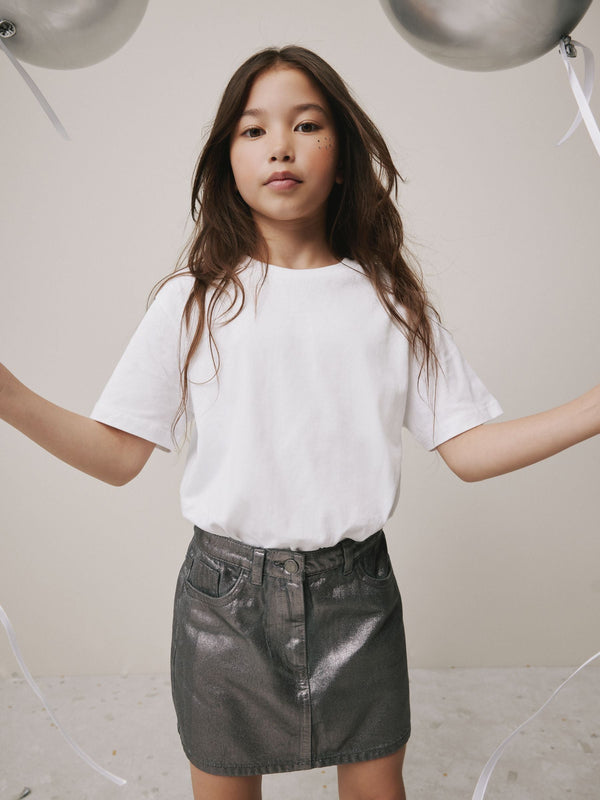Charcoal Grey Foil Printed Mini Skirt (3-16yrs)