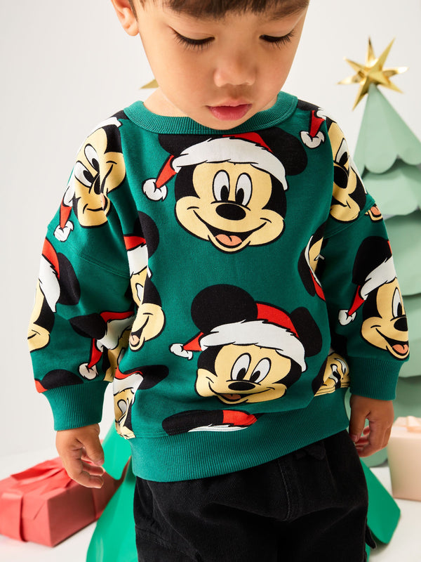 Green Christmas Mickey Mouse Crew Sweatshirt (3mths-8yrs)