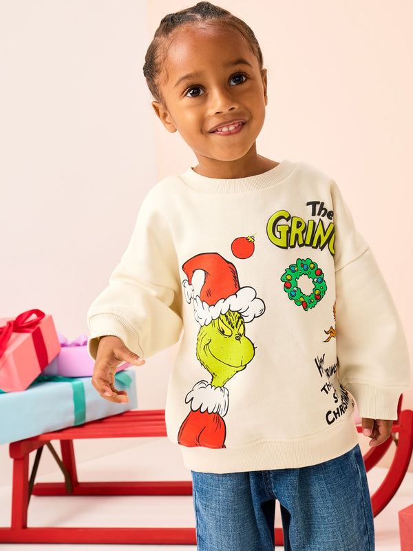White The Grinch Christmas Crew Sweatshirt (6mths-8yrs)