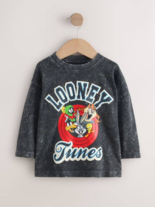 Charcoal Grey Looney Tunes Long Sleeve T-Shirt (3mths-8yrs)
