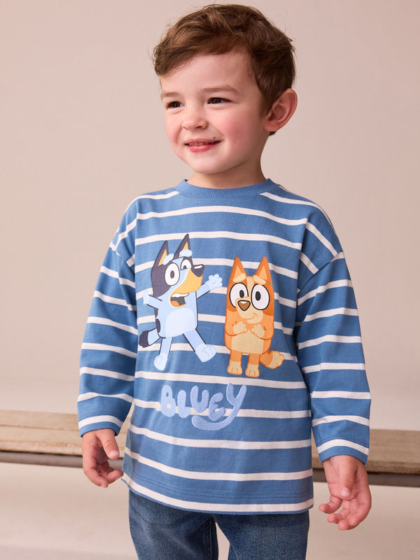 Navy/White Stripe Bluey Long Sleeve T-Shirt (12mths-8yrs)