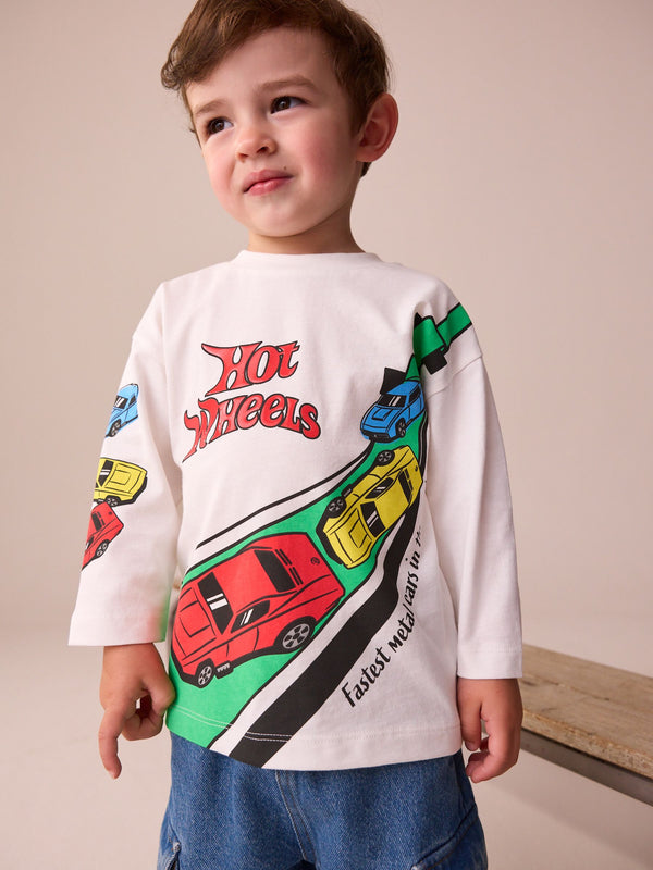 White Hot Wheels Long Sleeve T-Shirt (9mths-8yrs)