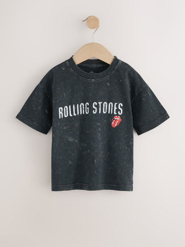 Charcoal Acid Wash Rolling Stones Band Graphic Short Sleeve T-Shirt (3mths-8yrs)