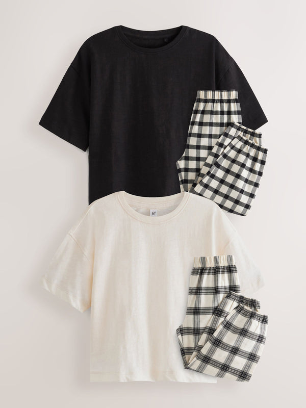 Black/White Woven Check Pyjamas 2 Pack (3-16yrs)
