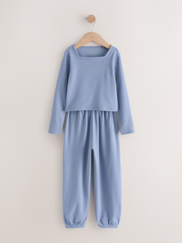 Blue Rib Cosy Jogger Pyjamas (3-16yrs)