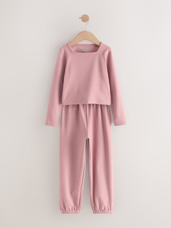 Pink Rib Cosy Jogger Pyjamas (3-16yrs)