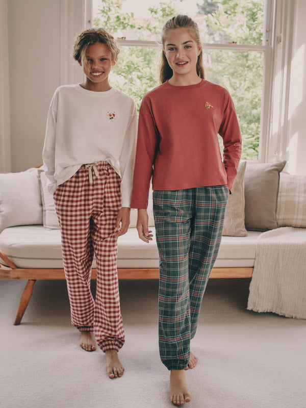 Red/Green Check Woven Bottom Pyjamas 2 Pack (3-16yrs)