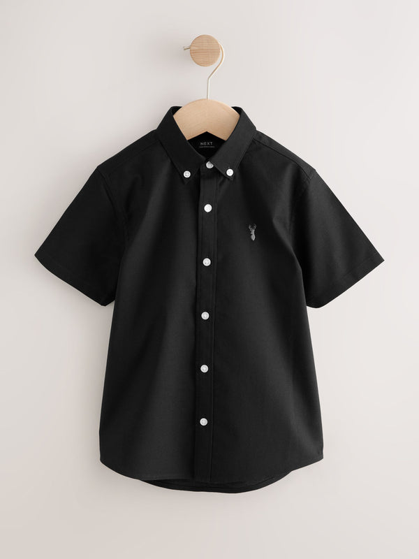 Black Logo Short Sleeve Cotton Rich Oxford Shirt (3-16yrs)