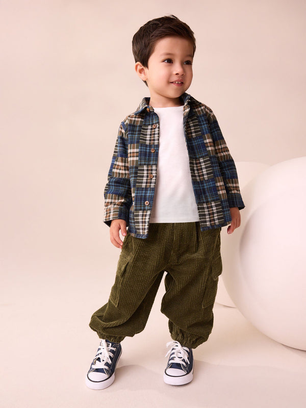 Khaki Green Corduroy Cargo Trousers (3mths-7yrs)