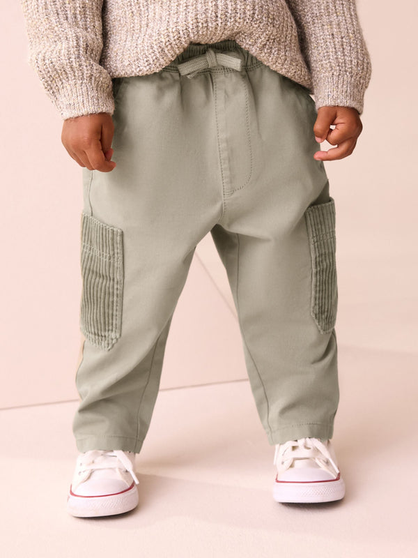 Sage Green Side Pocket Pull On Trousers (3mths-7yrs)