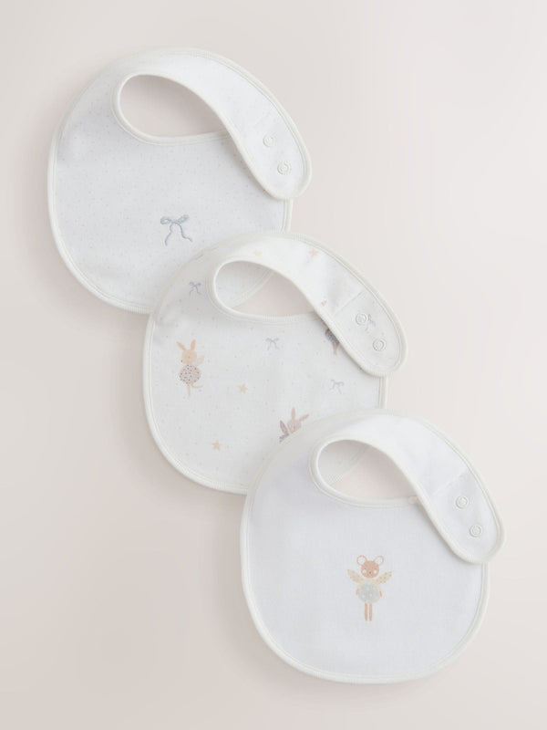 Ecru Fairy Mouse Baby Bibs 3 Pack