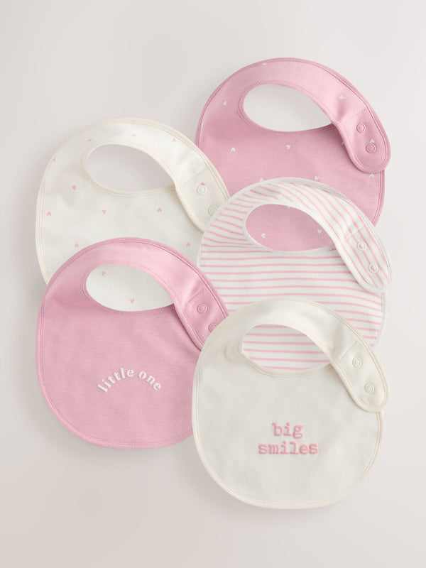 Pink Heart Baby Bibs 5 Pack