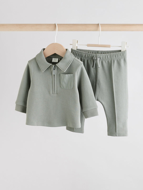 Grey Polo Top and Legging Baby Set (0mths-2yrs)