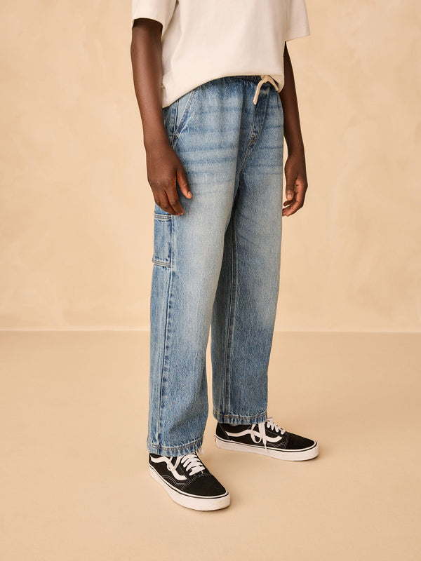 Mid Blue Denim Denim Pull On Carpenter Jeans (3-16yrs)