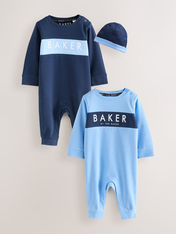 Baker by Ted Baker Blue Romper and Reversible Hat Set 2 Pack