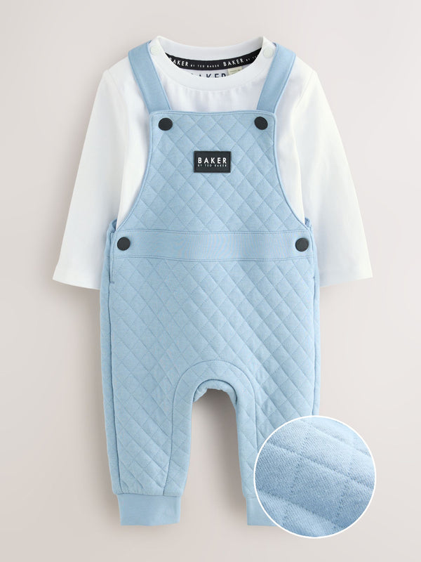 Baker by Ted Baker Blue Quilted Dungarees and T-Shirt Set