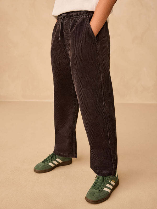 Charcoal Grey Wide Fit Corduroy Pull On Trousers (3-16yrs)