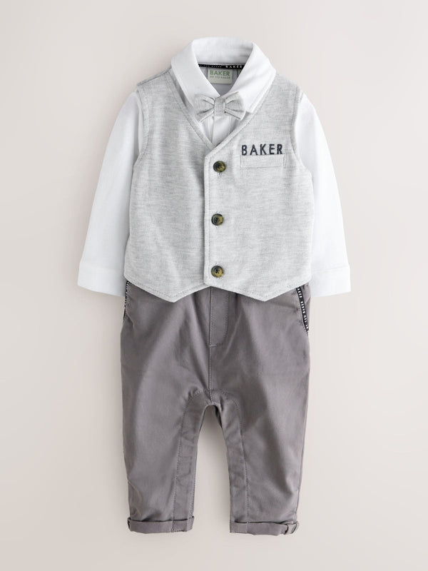 Baker by Ted Baker Grey Smart Bow Tie Rompersuit