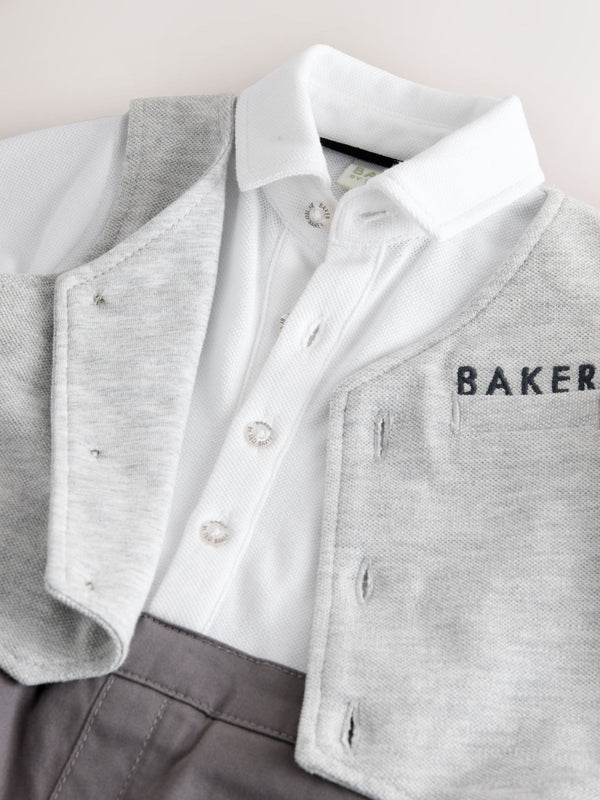 Baker by Ted Baker Grey Smart Bow Tie Rompersuit