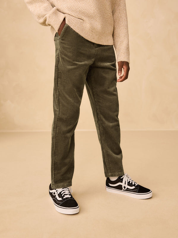 Khaki Green Regular Fit Premium Corduroy Trousers (3-16yrs)
