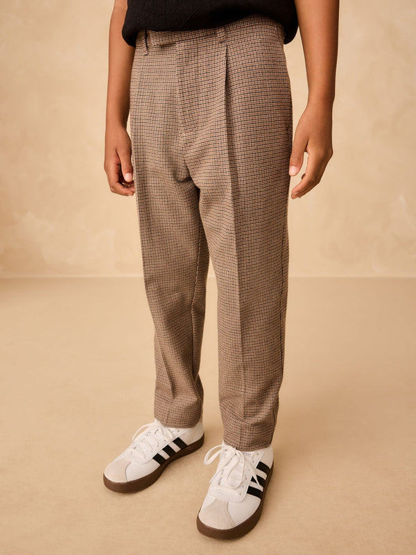 Tan Brown Smart Check Trousers (3-16yrs)
