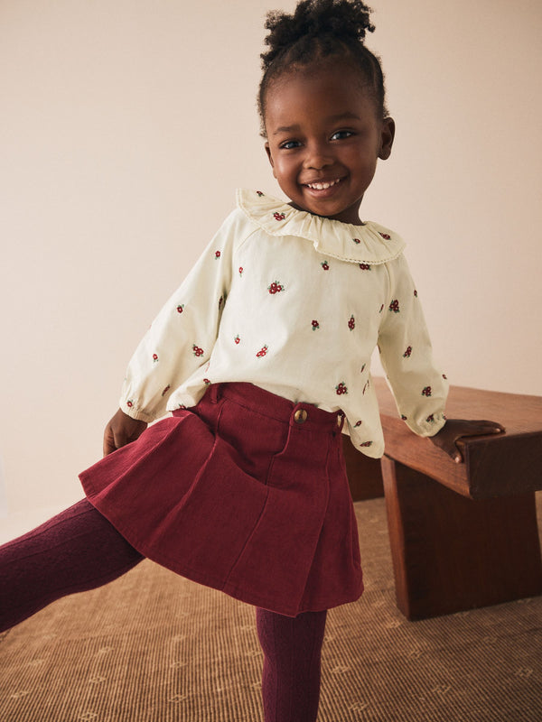Red Skort Embellished Blouse and Tights Set (3mths-7yrs)