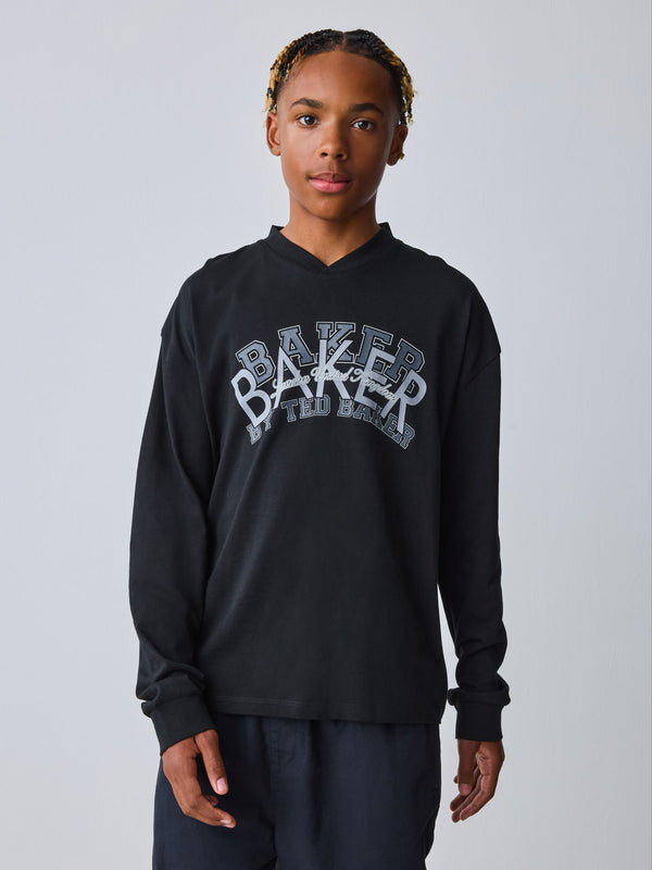 Baker by Ted Baker Black V-Neck Graphic T-Shirt
