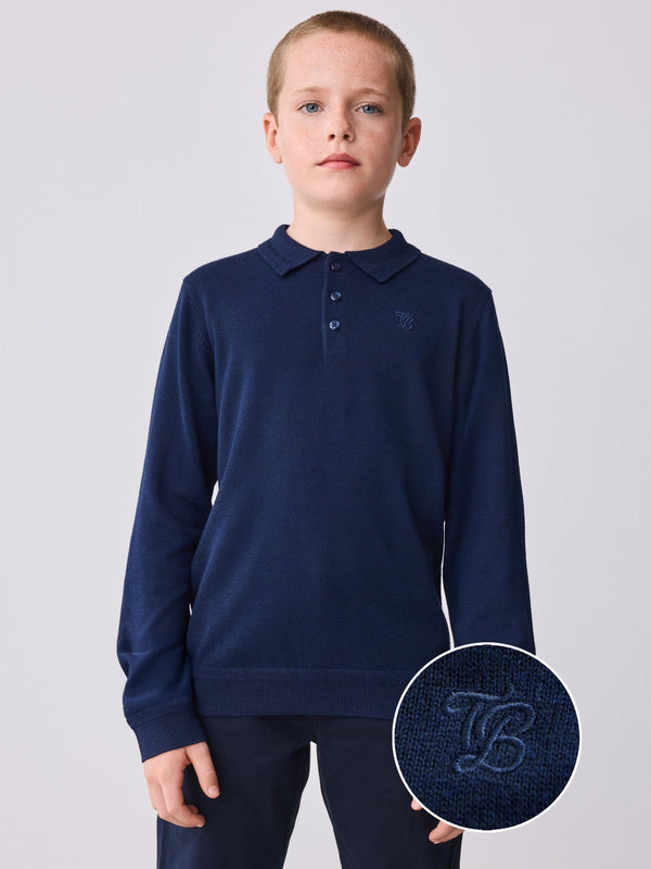 Baker by Ted Baker Knitted Navy Polo Shirt
