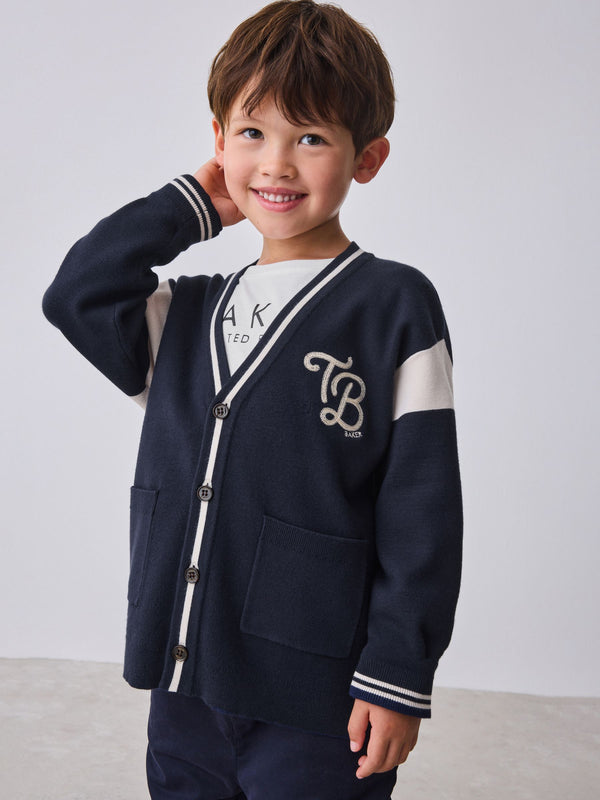 Baker by Ted Baker Blue Knitted Cardigan and T-Shirt Set