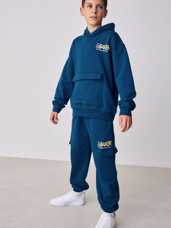 Baker by Ted Baker Oversized Blue Graphic Hoodie and Joggers Set