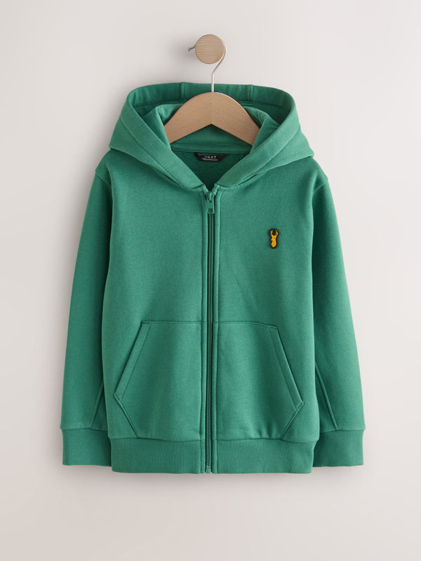 Green Logo Zip Through Hoodie (3-16yrs)