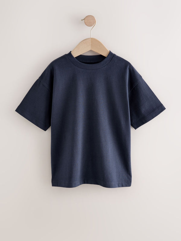 Navy Blue Cosy Relaxed Fit Short Sleeve 100% Cotton T-Shirt (3-17yrs)