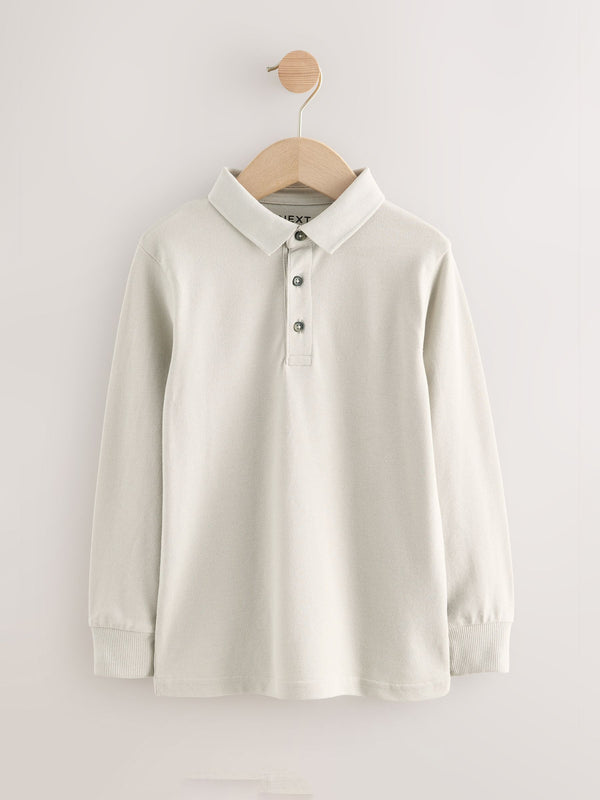 Light Grey Long Sleeve Polo Shirt (3-16yrs)