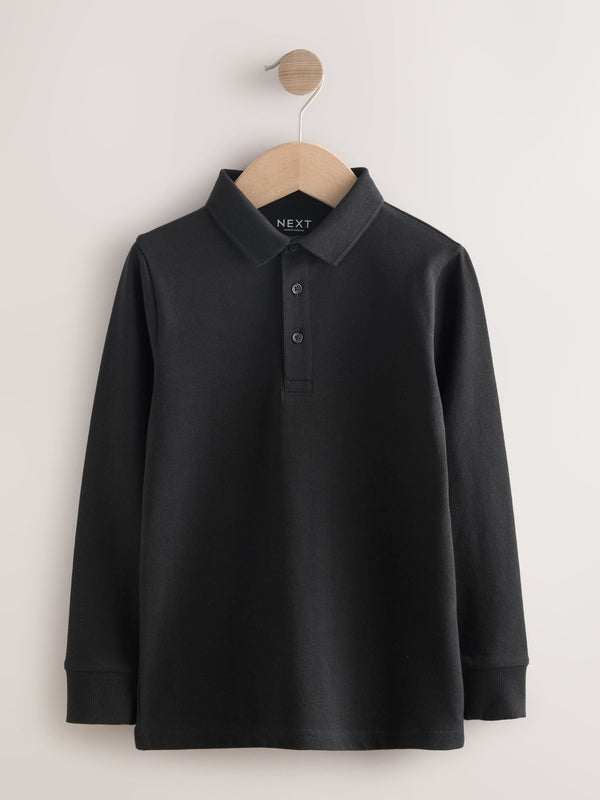 Black Long Sleeve Polo Shirt (3-16yrs)