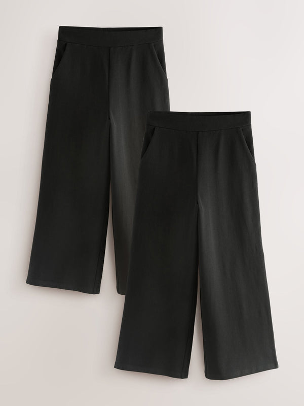 Black 2 Pack Wide Leg Jersey Trousers (3-16yrs)