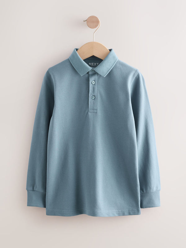 Blue Long Sleeve Polo Shirt (3-16yrs)