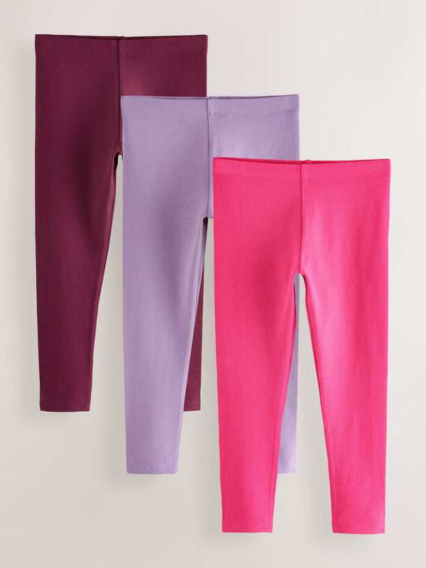 Pink/Lilac/Berry Regular Fit Leggings 3 Pack (3-16yrs)