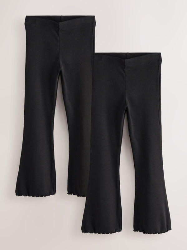 Black 2 Pack Rib Flare Leggings (3-16yrs)