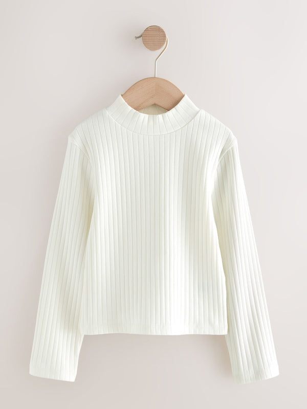 Cream High Neck Long Sleeve Top (3-16yrs)
