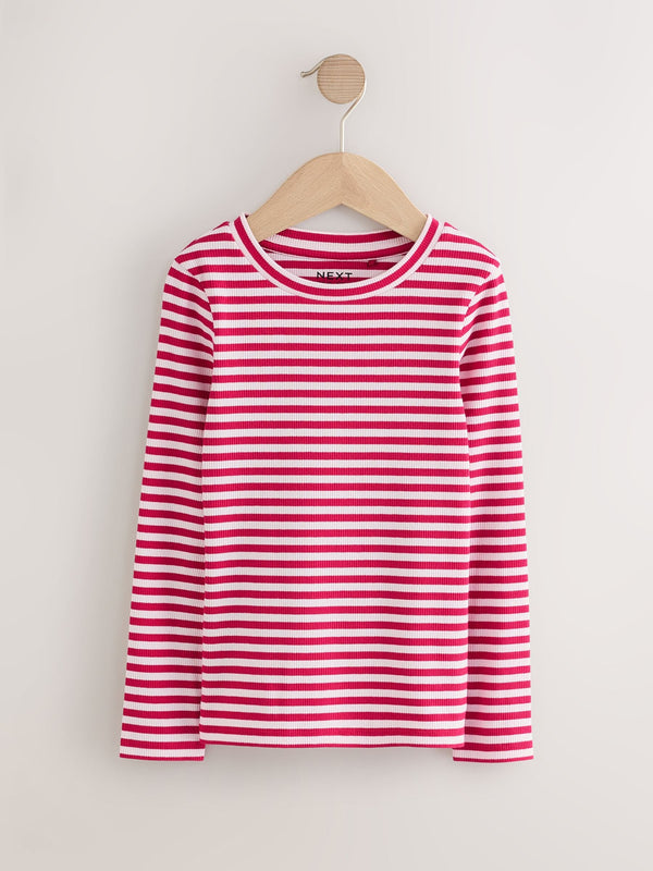 Red/Pink Long Sleeve Ribbed Top (3-16yrs)