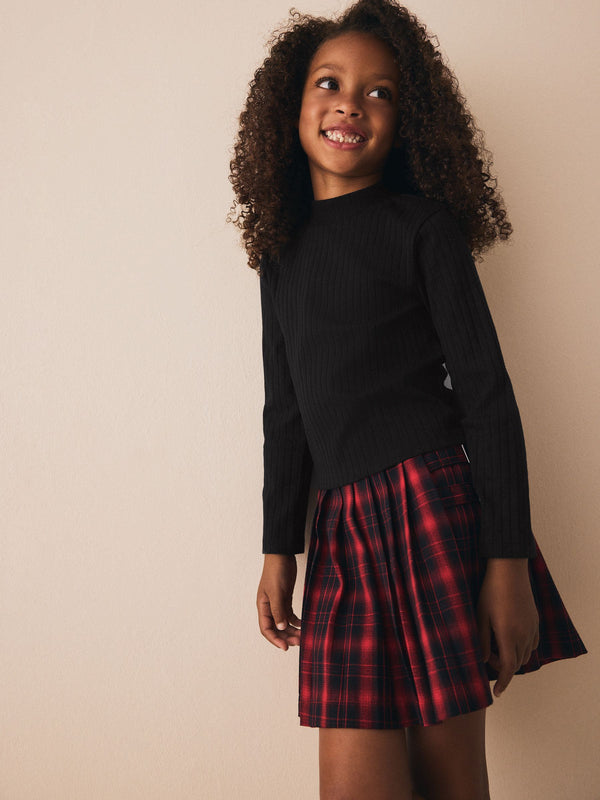 Black High Neck Long Sleeve Top (3-16yrs)