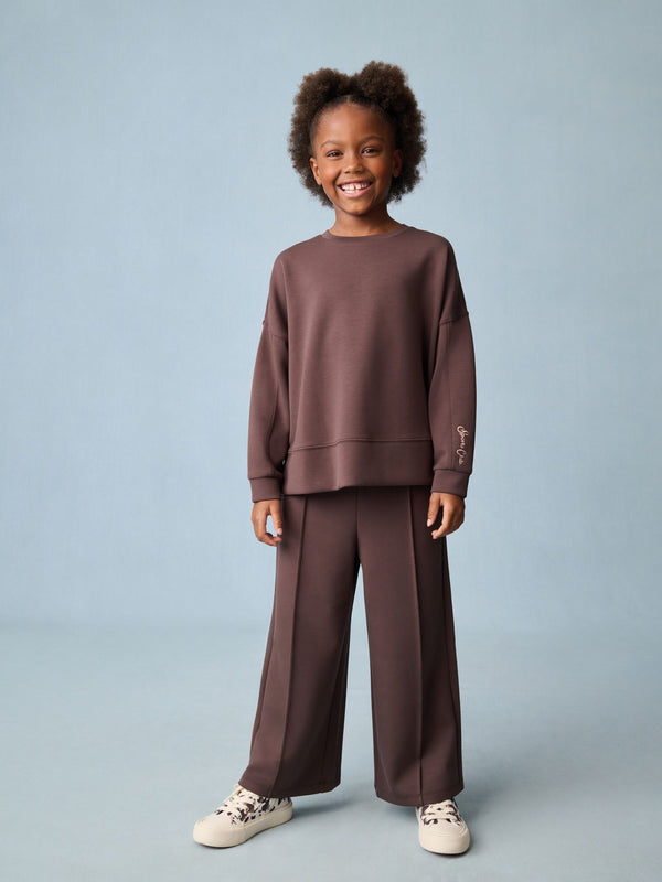 Chocolate Brown Long Sleeve Wide Leg Set (3-16yrs)