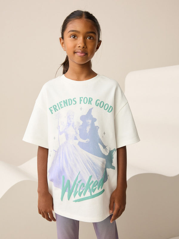 White Wicked Oversized Graphic Print T-Shirt (3-16yrs)